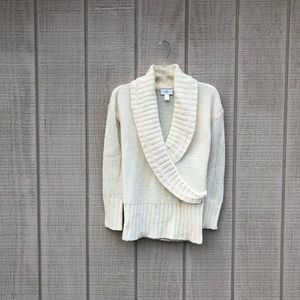 Ann Taylor LOFT alpaca cream lapel sweater, XS